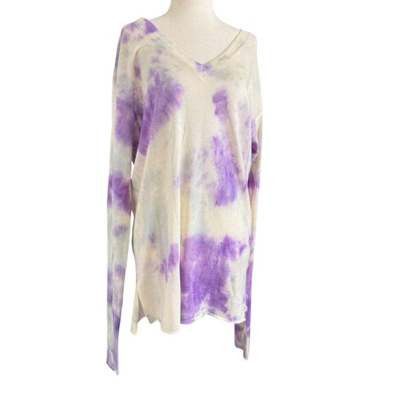 The Elder Statesman Cashmere Tie Dye Long Fit Sweater Top - Picture 1 of 10